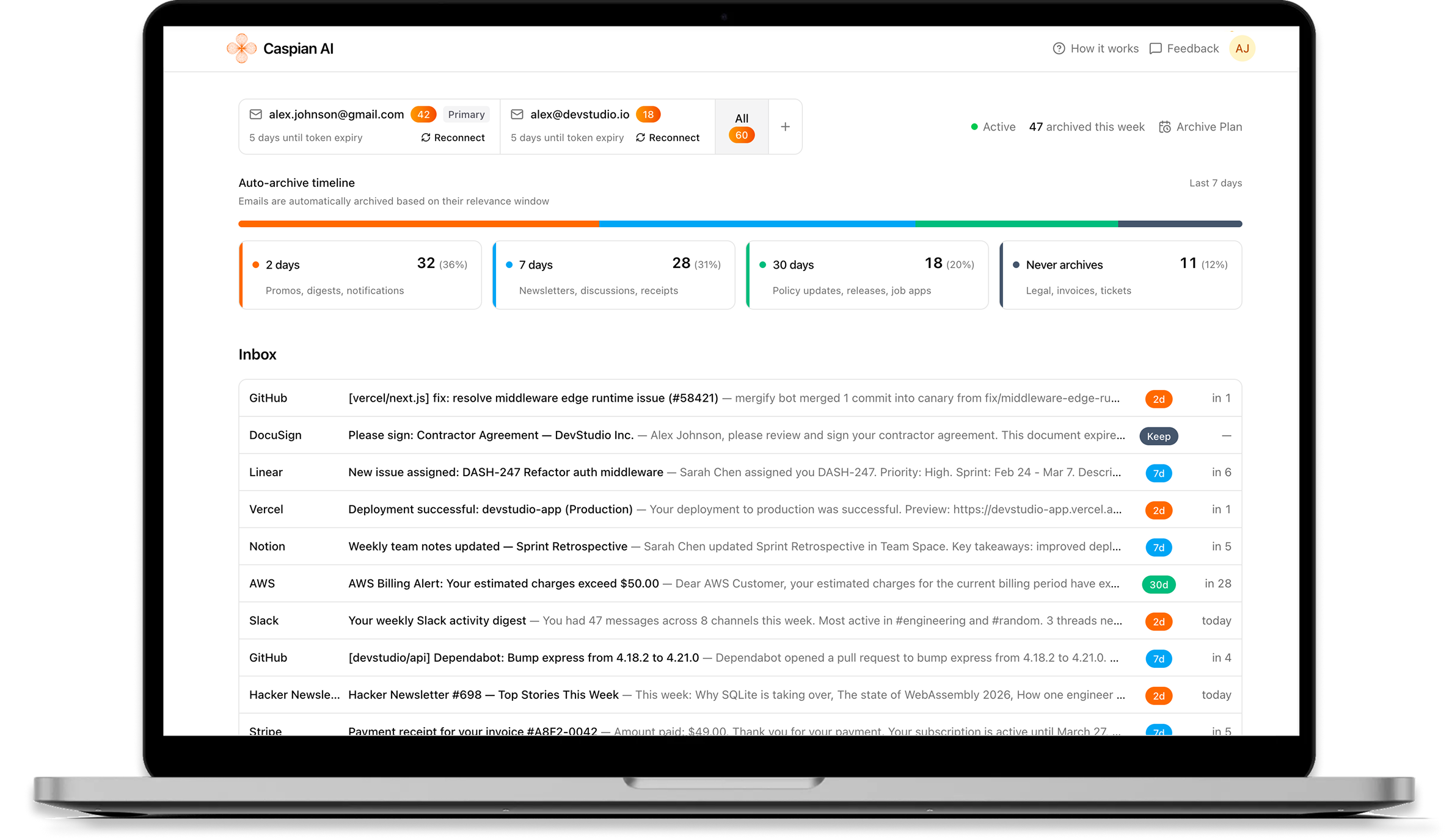 Caspian AI Hero Image, the app dashboard